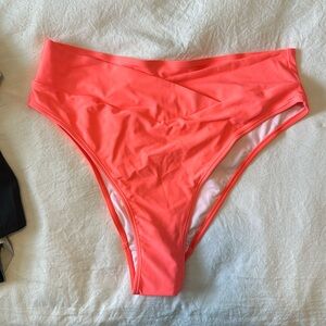 Halara bright orange high waist swim bottoms